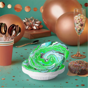 Linggroene en blauwe marmer zoals Swirls Papieren Kommen