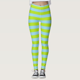 Linggroene en parelblauwe strepen leggings