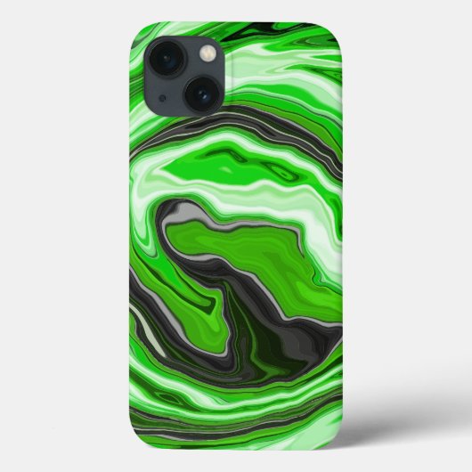 Linggroene en zwarte marmer zoals Swirls Fluid Art Case-Mate iPhone Case (Achterkant)