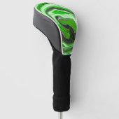 Linggroene en zwarte marmer zoals Swirls Fluid Art Golfheadcover (Schuin)