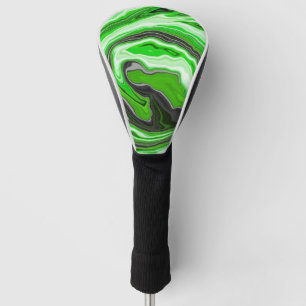 Linggroene en zwarte marmer zoals Swirls Fluid Art Golfheadcover