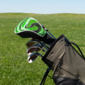 Linggroene en zwarte marmer zoals Swirls Fluid Art Golfheadcover (Insitu)