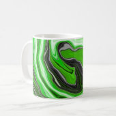 Linggroene en zwarte marmer zoals Swirls Fluid Art Koffiemok (Voorkant links)
