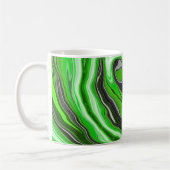 Linggroene en zwarte marmer zoals Swirls Fluid Art Koffiemok (Links)