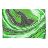 Linggroene en zwarte marmer zoals Swirls Fluid Art Kussensloop (Voorkant)