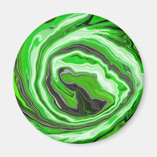 Linggroene en zwarte marmer zoals Swirls Fluid Art Magneet (Voorkant)