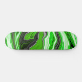 Linggroene en zwarte marmer zoals Swirls Fluid Art Skateboard (Horizontaal)