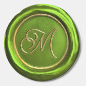 Linggroene goudmonogram moderne waszegels ronde sticker (Voorkant)