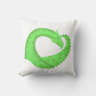 Linggroene hartdraak op wit kussen