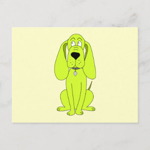 Linggroene hond. Cute Hound Cartoon. Briefkaart