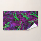 Linggroene libellen op Paars en roze Bad Handdoek (Handdoek)