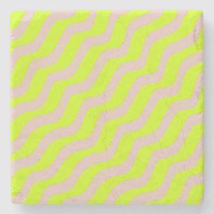 Linggroene neon en beige Abstracte strepen Stenen Onderzetter
