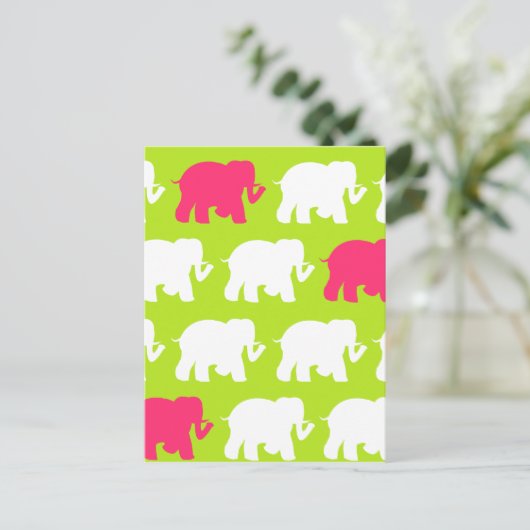 Linggroene olifantenontwerpen briefkaart (Staand voorkant)