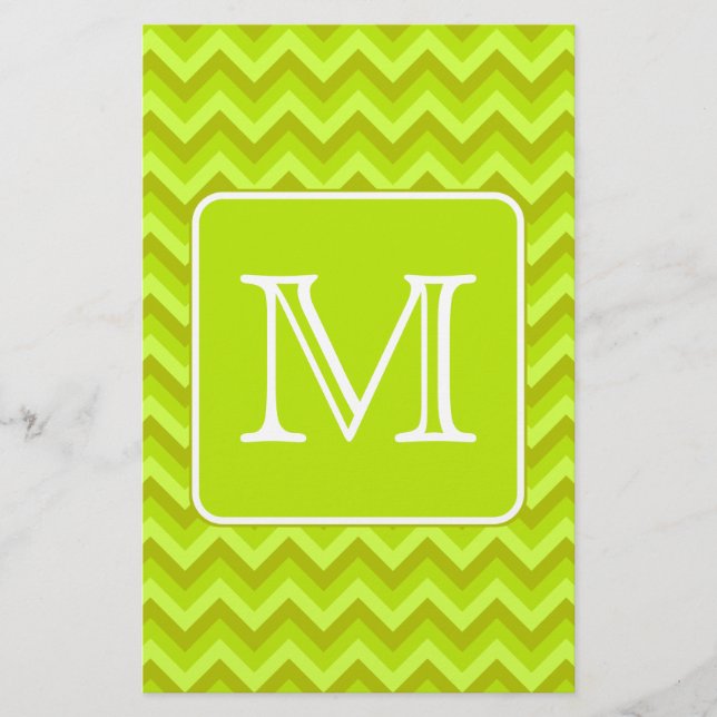 Linggroene zigags met aangepast monogram. (Voorkant)