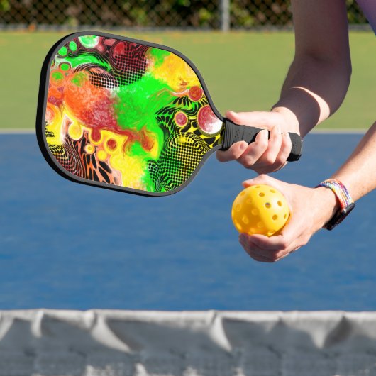 Linggroene, zwarte Abstracte Vloeiende Kunst Pickleball Paddle (Insitu)