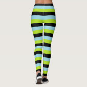 Linggroene, zwarte en pasteelblauwe strepen leggings (Achterkant)
