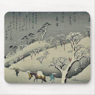 Lingingende sneeuw op Asukayama door Ando, Hiroshi Muismat