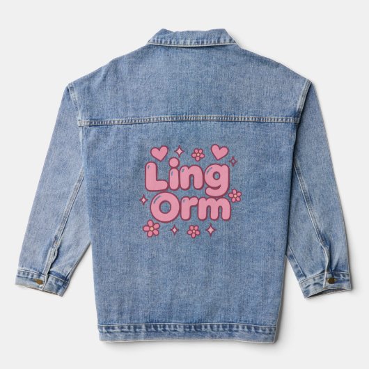 Lingorm Kawaii-bubbelletters Denim Jacket (Achterkant)