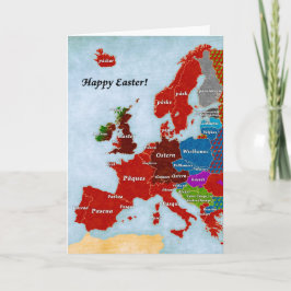 Linguïstische kaart van Europa: Pasen wenskaart