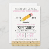 Liniaal & Potlood Leraar Afstudeeruitnodiging Kaart (Voorkant / Achterkant)