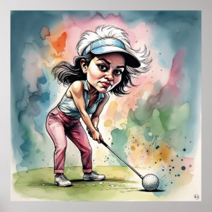 Lining Up A Shot - Grote Golf Art Print