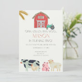 Link Cluck Baa Moo Digitale Uitnodiging (Staand voorkant)