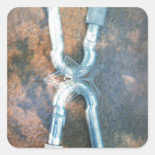 Linked Carabiners Art Print Vierkante Sticker