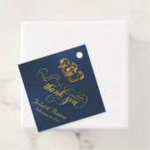 Linked Hearts Kalligrafie - Blauw/Goud Bedankjes Labels (In situ)