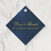 Linked Hearts Kalligrafie - Blauw/Goud Bedankjes Labels (Achterkant)