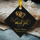 Linked Hearts Kalligrafie - Zwart/Goud Bedankjes Labels