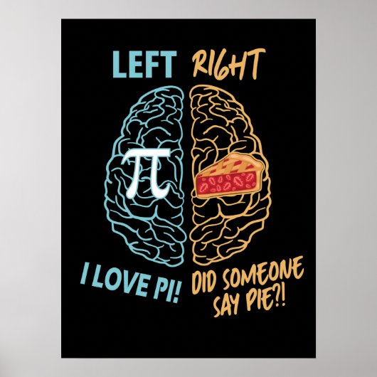 Linker Brain rechter Brain Funny Pi Poster (Voorkant)
