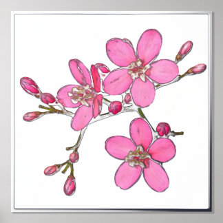 Linker Folie Accent Pink Spring Blossom Poster Afd
