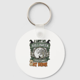 Linker Halloween Kostuum Thuis Boom Kat Pompoenen_ Sleutelhanger