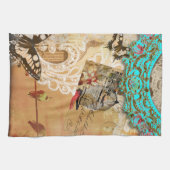   linker vlinder Turquoise Sepia Theedoek (Horizontaal)