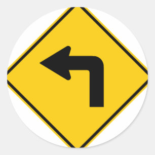 Linkerbocht vooruit verkeersbord ronde sticker