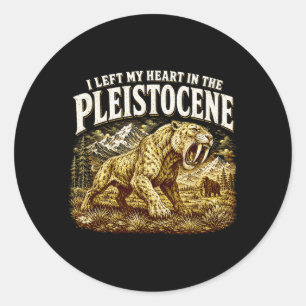 Linkerhart in de Pleistocene Smilodon Sabeltand Ronde Sticker