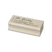 Linkeruitgelijnde scriptnaam en retouradres 	rubberstempel (Stempel)