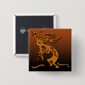 Linkerzijde Kokopelli Musician en MerryMaker Vierkante Button 5,1 Cm (Voorkant /achterkant)