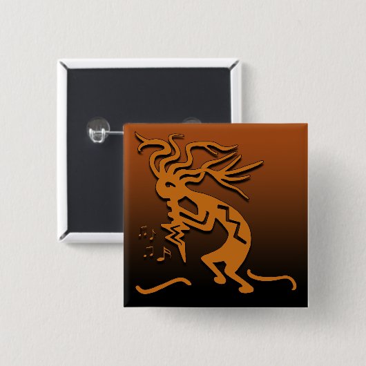 Linkerzijde Kokopelli Musician en MerryMaker Vierkante Button 5,1 Cm (Voorkant /achterkant)