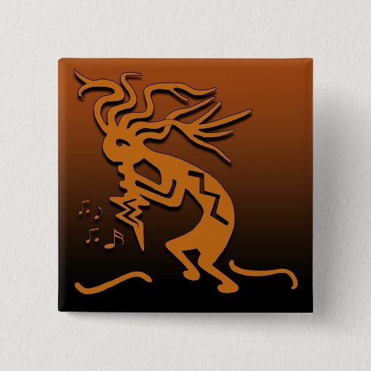 Linkerzijde Kokopelli Musician en MerryMaker Vierkante Button 5,1 Cm (Voorkant)