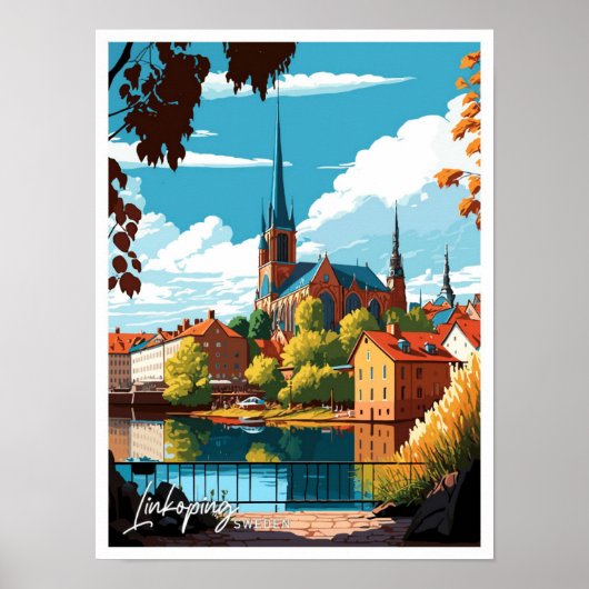 Linkoping Zweden Reizen Illustratie Poster (Voorkant)