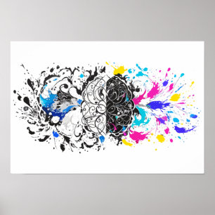 Links Brein vs Rechts Brein Creatief Kunstwerk Poster