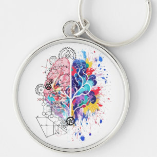Links Brein vs Rechts Brein Creatief Kunstwerk Sleutelhanger