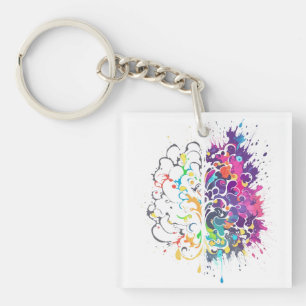 Links Brein vs Rechts Brein Creatief Kunstwerk Sleutelhanger