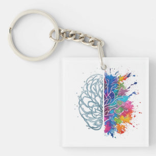 Links Brein vs Rechts Brein Creatief Kunstwerk Sleutelhanger