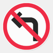 Links Draai Verboden Teken | Klassieke ronde Stick Ronde Sticker (Voorkant)
