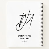 Linkshandig minimalistisch monogram wit notitieboek (Achterkant)