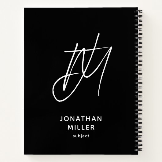 Linkshandig Modern Monogram Zwart Notitieboek (Achterkant)