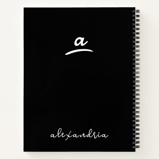 Linkshandig modern monogram zwart spiraal Notitieb Notitieboek (Achterkant)