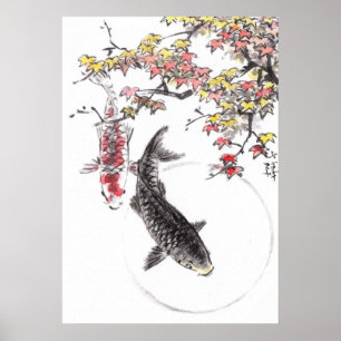 LinLi Chinese Waterverf Art Print - KOI Fish #6
